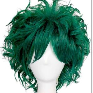 Green short curly wig for cosplay, fun, Halloween